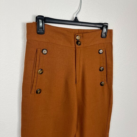 FP Jen’s Pirate Booty | Gwen Cropped Linen Pants Sunburn/Rust, size XS - Picture 3 of 11